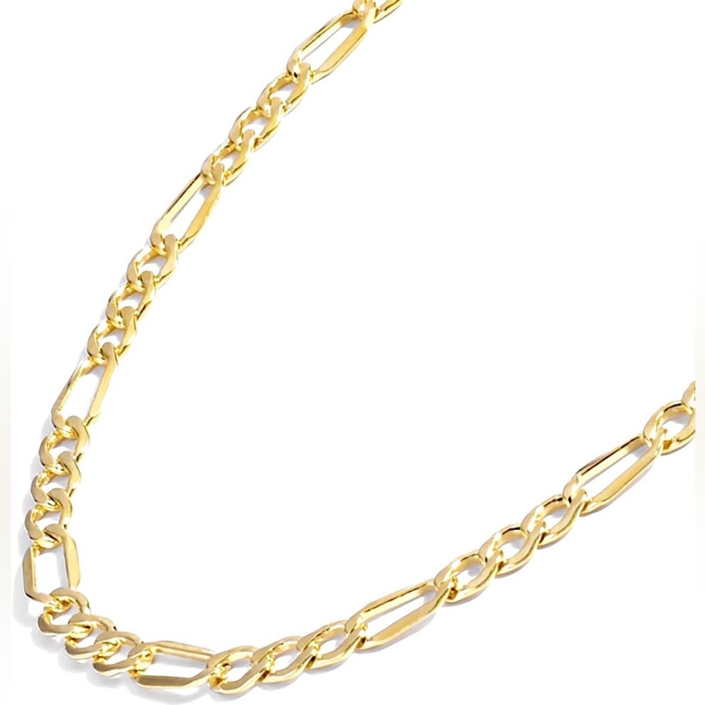 14K Solid Yellow Gold Filled Figaro Chain Necklaces - Unisex